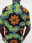 Men's Green Floral Wave African Print Shirt - 4