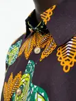 Men's Green Floral Wave African Print Shirt - 5