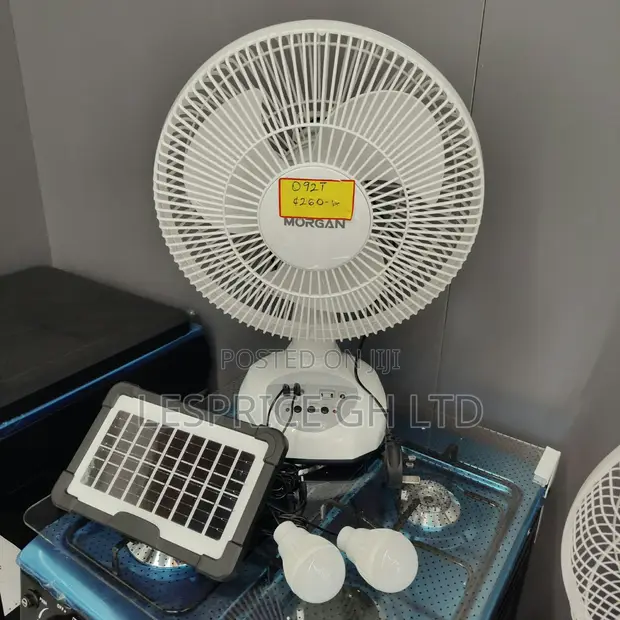 Morgan Rechargeable Solar Fan with USB & LED Light - 1