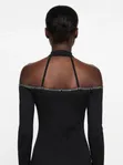 New Black Choker Off-Shoulder Bodycon Dress - UK 14 - 4
