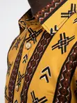Men's Mustard Yellow Tribal African Print Shirt - 3