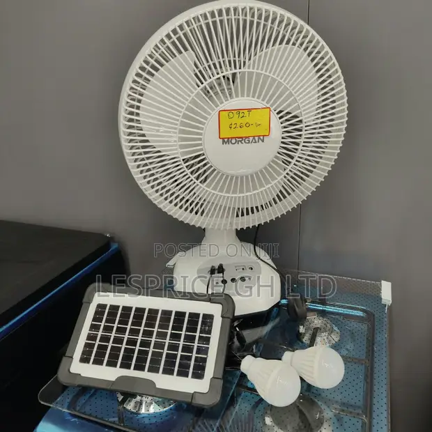 Morgan Rechargeable Fan with Solar Panels and LED Light - 1