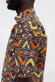 Men's Vibrant Orange Chevron African Print Shirt - 1