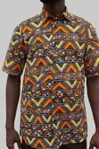 Men's Vibrant Orange Chevron African Print Shirt - 2