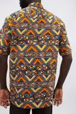 Men's Vibrant Orange Chevron African Print Shirt - 3