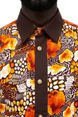Men's Ochre & Brown Mosaic African Print Shirt - 2