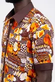 Men's Ochre & Brown Mosaic African Print Shirt - 5