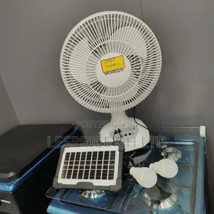 Morgan Rechargeable Fan with Solar Panels & 2 Bulbs
