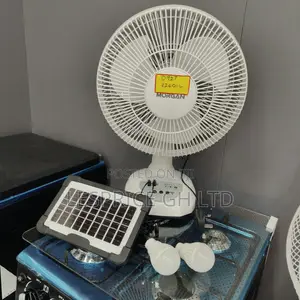 Morgan Rechargeable Solar Fan with USB Port & Bulb