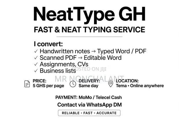 Fast Typing Service Per Page - NeatType GH - 1