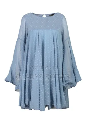 Boohoo Dobby Mesh Smock Dress - Blue, Size 16