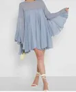 Boohoo Dobby Mesh Smock Dress - Blue, Size 16 - 3