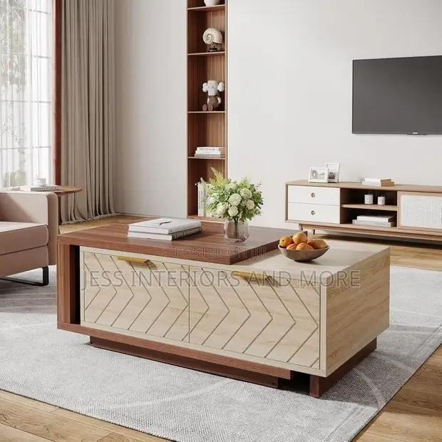 Extendable Center Table with 2 Storage Drawers - 1