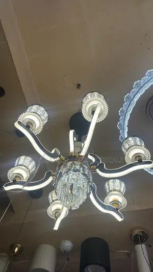 Modern Crystal LED Chandelier - Black & Gold