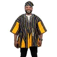 Yellow Gold & Brown Hand-Stitched Batakari Smock - Pure Cotton - 2