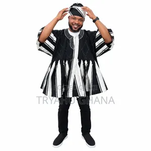 Black and White Durbar Smock Outfit - Traditional Northern Wear