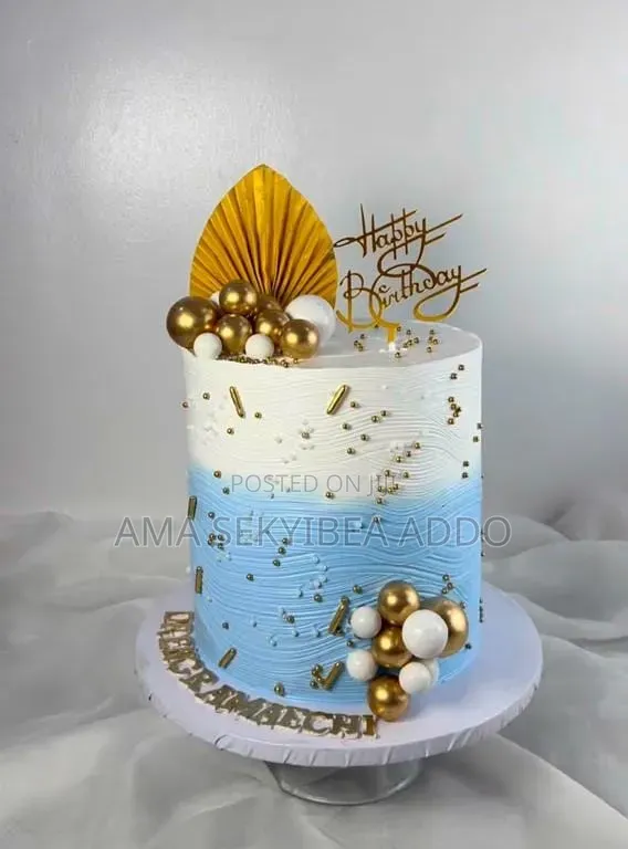 Blue and White Celebration Cake - 1