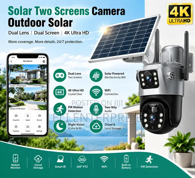 4K Dual-Lens Solar Outdoor Security Camera - 1