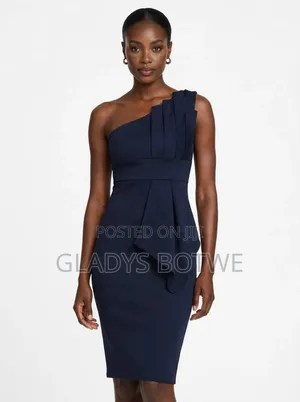 Boohoo One Shoulder Midi Bodycon Dress - Navy Blue, UK 16