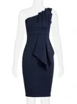 Boohoo One Shoulder Midi Bodycon Dress - Navy Blue, UK 16 - 2