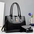 Ladies Black Croc Handbag Set - Brand New - 2