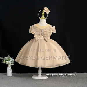 Premium Trending Gold Colored Ballgown Dress with Headband