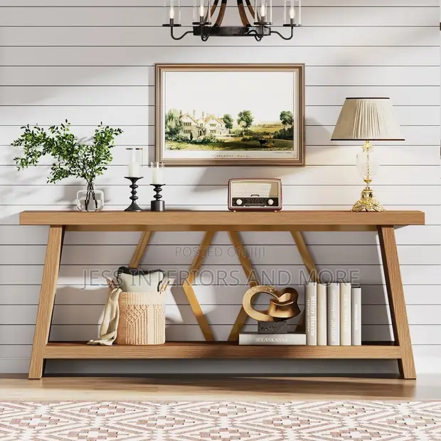 Console Table, Narrow Long Entryway Table, 2-Tier - 1