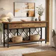 Extra Long Console Table with 3 Drawers and Storage Shelf - 3