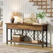 Extra Long Console Table with 3 Drawers and Storage Shelf - 4