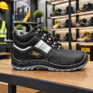 Premium Black Steel Toe Safety Work Boots - Anti-Slip & Oil-Resistant