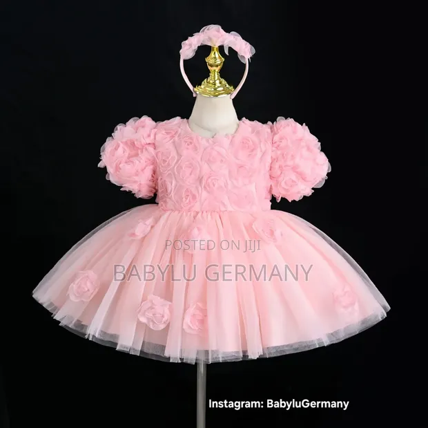 Premium Quality Trending Pink Dress with Headband - 1