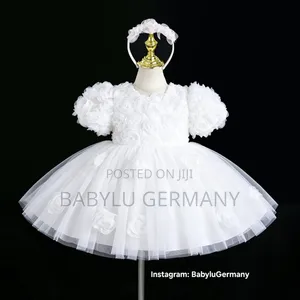 Premium Pure White Ballgown Dress with Free Hair Band