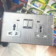 Minimalist Grey Double Socket with Switches - 2