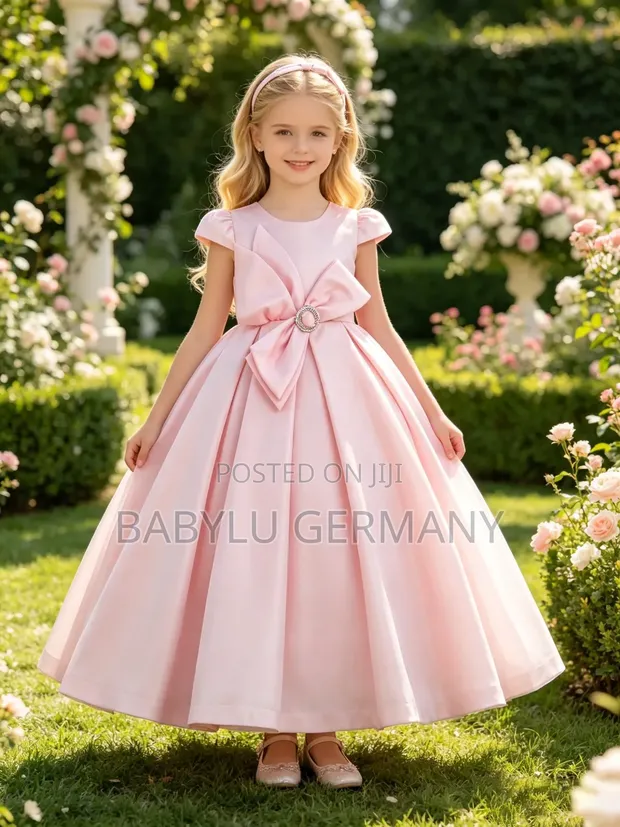 Premium Pink Ballgown Dress with Free Headband - 1