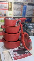 MHN 5-Piece Nonstick Cookware Set - Red Granite - 3