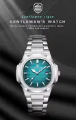 Paazomu 614 Luxury Quartz Wristwatch - Silver Green - 2