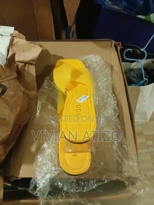 Zara Women's Yellow Rubber Slippers - Size 40