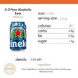 Heineken 0.0 Non-Alcoholic Beer, 11.2 Fl Oz Cans (12 Pack) - 1