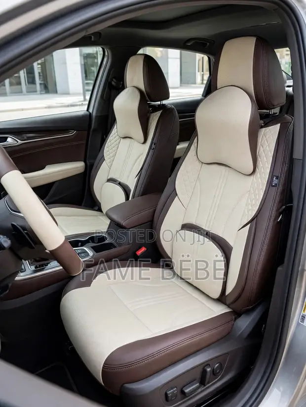 Premium Luxury Car Seat Cover Set - Beige & Brown - 1