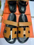 Hermes Slippers - Brown Leather, Women's Size 38 - 1