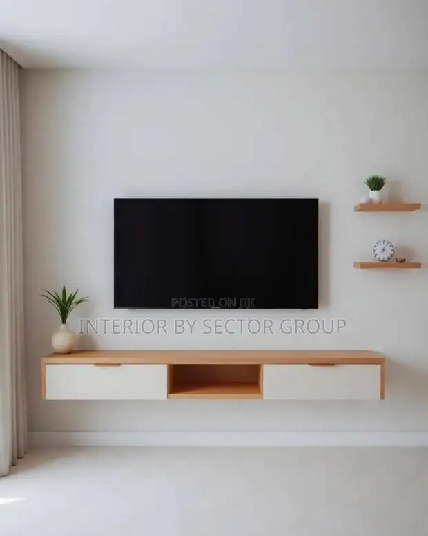 Wall Mounted TV Unit Console - White - 1