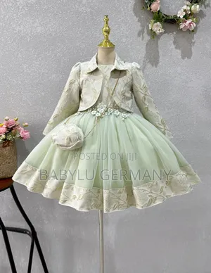 Green Girl's Dress with Removable Jacket & Handbag