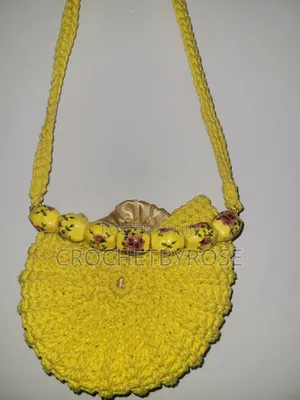 Crochet Bag with Beads - Yellow