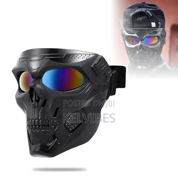 Stylish Skull Face Mask with Colourful Reflective Lenses - 1