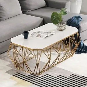 Modern Geometric Marble-Top Coffee Table