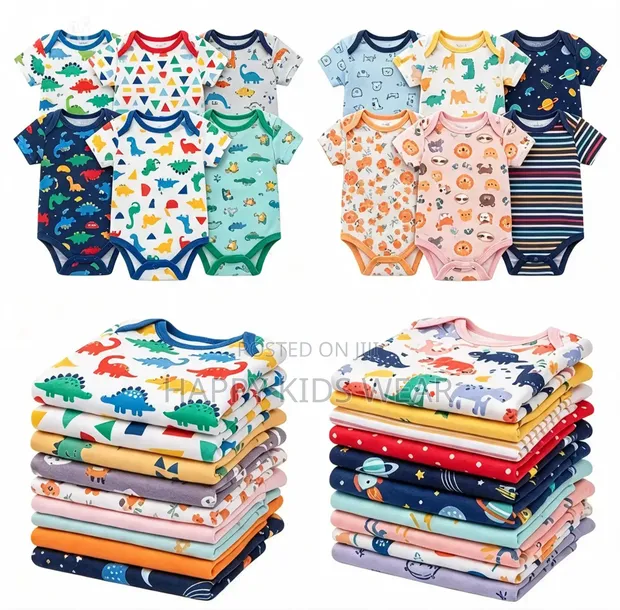 3pcs 100% Cotton Newborn Short Sleeve Jumpsuits - 1