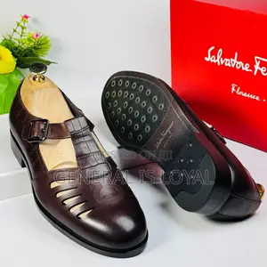 Salvatore Ferragamo Brown Leather Hybrid Shoe-Sandals