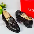 Rossi Dark Brown Croc-Embossed Leather Tassel Loafers - 2