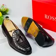 Rossi Dark Brown Croc-Embossed Leather Tassel Loafers - 4