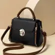 Women's Black Textured Handbag - 1